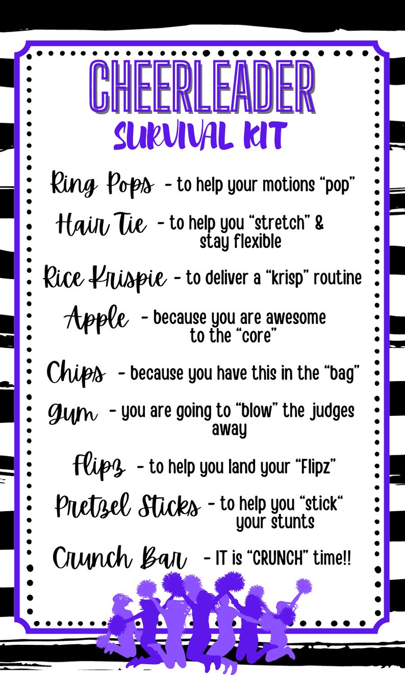 Cheerleader Survival Kit Printable - Etsy