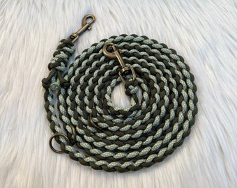 individual dog leash | thin | 2 meters | round braided | handmade from paracord | 3-way adjustable