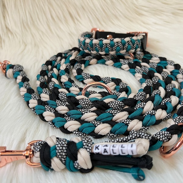 Set of dog leash and collar | individual | handmade from paracord