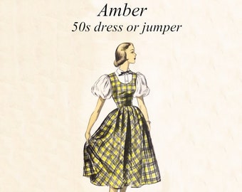 Modello PDF color ambra Abito pinup retrò vintage anni '50 - taglia coppa A B C D DD.