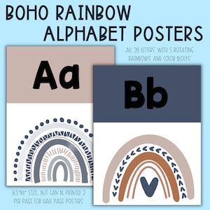 Neutral Boho Rainbow Alphabet Posters