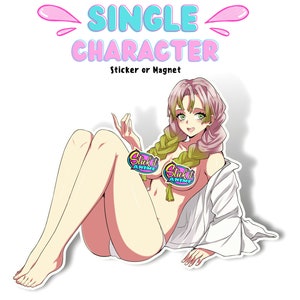1x Single Waifu Sticker or Magnet, Love samurai anime character, Waterproof and Tearproof, High Quality Large Vinyl