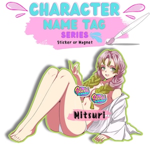 1x Waifu Sticker or Magnet With Name Tag, Love Samurai Anime Character, High Quality Decal