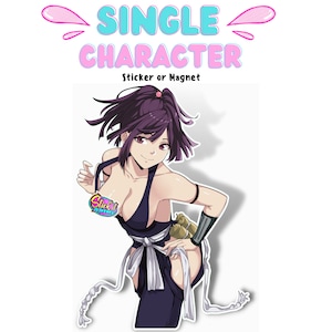 1x Single Waifu Sticker or Magnet, Shinobi Prisoner anime character, Waterproof and Tearproof, High Quality Decal