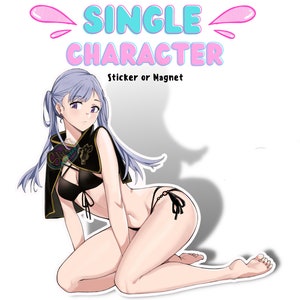 1x Single Waifu Sticker or Magnet, Black Bull mage anime character, Waterproof and Tearproof, High Quality Decal