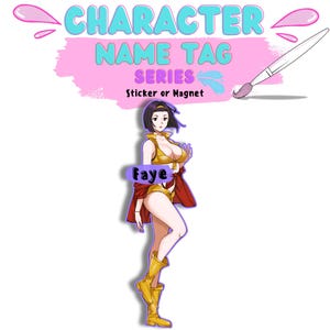1x Waifu Sticker or Magnet With Name Tag, Space Cowboy Anime Character, High Quality Decal