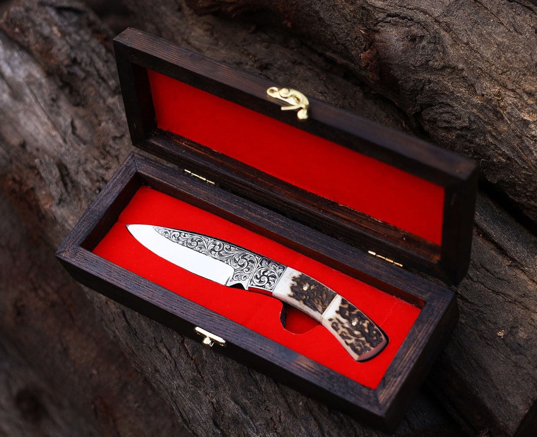 Hand Engraved Knife Premium D2 Steel Dagger Knife, Unique Gift for