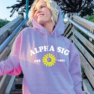Alpha Sigma Alpha Fleur de Lavande Hoodie | | à capuche Sorority à la mode | cadeau de sororité Sweat-shirt Greek Life | Sweat à capuche confortable Alpha Sig