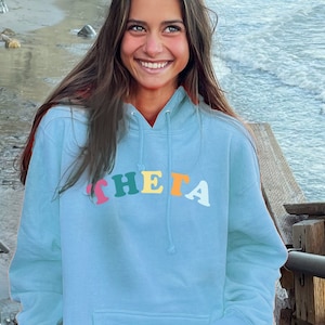 Kappa Alpha Theta Colorful Text Cute Mad Happy Trendy Theta Sorority Hoodie