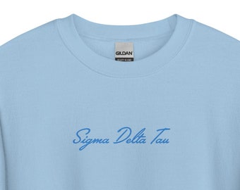 Sigma Delta Tau Embroidered Sorority Script Sweatshirt Cute Sig Delt Gift Big Little Gift Soft Sorority Crewneck Sweatshirt