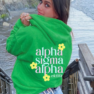 Sweat-shirt Alpha Sigma Alpha Sig club d'étudiantes personnalisé sororité fleur à capuche sweat-shirt club d'étudiantes cadeau jour de l'enchère chemise recruteurs