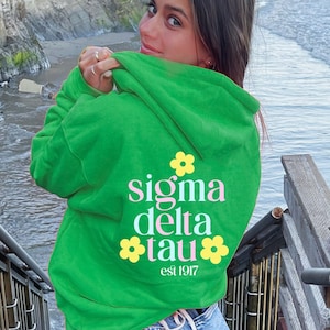 Sigma Delta Tau Sweatshirt Sig Delt custom sorority flower hoodie sorority sweatshirt sorority gift bid day shirt recruitment