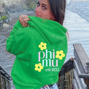 Phi Mu Sweatshirt custom sorority flower hoodie sorority sweatshirt sorority gift bid day shirt recruitment