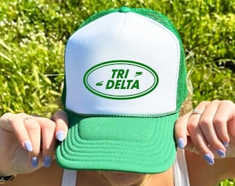 Delta Delta Delta Rover-Inspired Trendy Trucker Hat | Tri Delta Trendy College Greek Custom Foam Hat | Bid Day Recruitment | Big Little