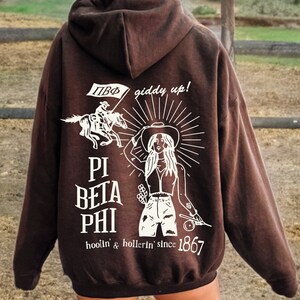 Pi Beta Phi Country Inspired Sorority Hoodie | Pi Phi Trendy Giddy Up Sweatshirt | Big Little Gift | Bid Day Recruitment Gift