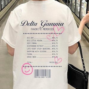 Delta Gamma Receipt Sorority Shirt | Dee Gee Trendy Receipt Memories Shirt | Big Little Gift | Bid Day Recruitment Gift