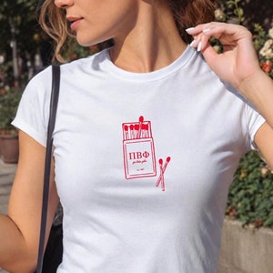 Pi Beta Phi Matchbook Sorority Crop Top | Pi Phi Sorority Baby Tee | Y2K 2000s Sorority T-Shirt Crop Top | Bid Day Recruitment Gift