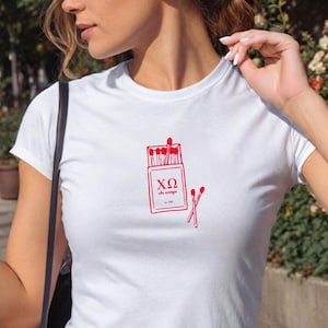 Chi Omega Matchbook Sorority Crop Top | Chi O Sorority Baby Tee | Y2K 2000s Sorority T-Shirt Crop Top | Bid Day Recruitment Gift