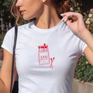 Alpha Chi Omega Matchbook Sorority Crop Top | AXO Sorority Baby Tee | Y2K 2000s Sorority T-Shirt Crop Top | Bid Day Recruitment Gift
