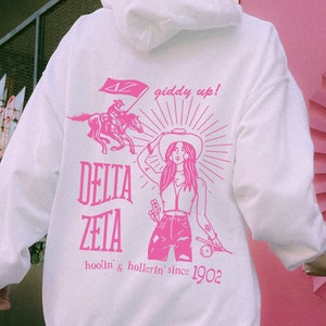 Delta Zeta Country Inspired Sorority Hoodie | Dee Zee Trendy Giddy Up Sweatshirt | Big Little Gift | Bid Day Recruitment Gift