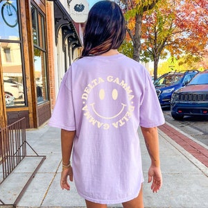 Delta Gamma Smile Sorority Comfy T-Shirt | Trendy College Greek Custom Oversized Sorority Shirt Gift | Big Little Sorority T Shirt