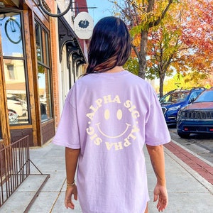 Alpha Sigma Alpha Smile Sorority Comfy T-Shirt | Trendy College Greek Custom Oversized Sorority Shirt Gift | Big Little Sorority T Shirt