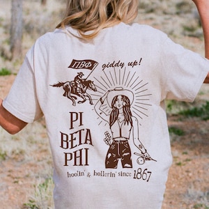 Pi Beta Phi Country Inspired Sorority Shirt | Pi Phi Trendy Giddy Up TShirt | Big Little Gift | Bid Day Recruitment Gift