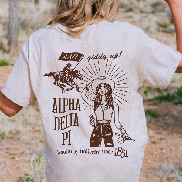 Alpha Delta Pi Country Inspired Sorority Shirt | ADPi Trendy Giddy Up TShirt | Big Little Gift | Bid Day Recruitment Gift