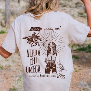 Alpha Chi Omega Country Inspired Sorority Shirt | AXO Trendy Giddy Up TShirt | Big Little Gift | Alpha Chi Bid Day Recruitment