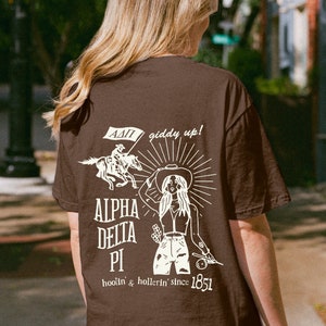 Alpha Delta Pi Country Inspired Sorority Shirt | ADPi Trendy Giddy Up TShirt | Big Little Gift | Bid Day Recruitment Gift