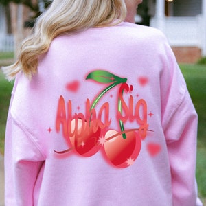 Alpha Sigma Alpha Trendy Cherry Sorority Crewneck | Sweat-shirt Alpha Sig Cherry Sorority | Grand petit cadeau de recrutement