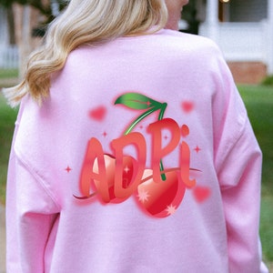 Alpha Delta Pi Trendy Cherry Sorority Crewneck | ADPi Cherry Sorority Sweatshirt | Big Little Recruitment Gift