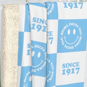 Sigma Delta Tau Fluffy Blanket Cozy Sherpa Sorority Blanket Sig Delt Blanket Sorority Blanket Gift Sorority Gift Blue