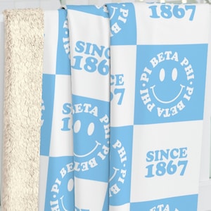 Pi Beta Phi Fluffy Blanket Cozy Sherpa Sorority Blanket Pi Phi Blanket Sorority Blanket Gift Sorority Gift Blue