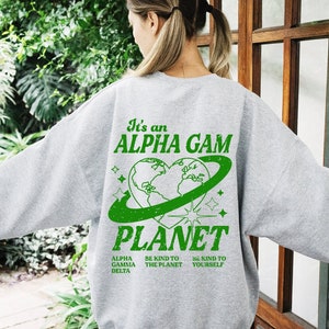 Alpha Gamma Delta Planet Crewneck Sweatshirt | Be Kind to the Planet Trendy Sorority Crewneck | Greek Life Gift | Alpha Gam comfy sweatshirt