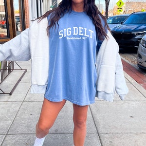 Sigma Delta Tau College Sorority Comfy T-Shirt | Trendy College Greek Custom Oversized Heavyweight Tee | Big Little Sorority
