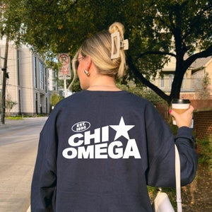 Chi Omega Trendy Star Sorority Crewneck | Chi O Cute Sweatshirt | Big Little Gift | Recruitment Gift