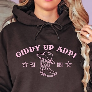 Alpha Delta Pi Country-Inspired College Sorority Hoodie | ADPi Western Giddy Up Trendy Sweatshirt | Big Little Gift