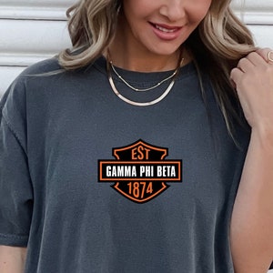 Gamma Phi Beta Motorcycle Inspired T-Shirt | GPhi Trendy College Greek Custom Oversized Shirt | Gamma Phi Big Little Sorority T Shirt Gift