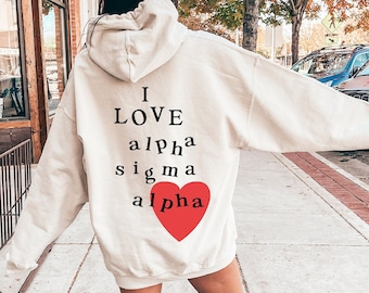I Love Alpha Sigma Alpha Sorority Sweatshirt | Trendy Alpha Sigma Alpha Custom Sorority Hoodie | Greek Life Apparel | Custom Sorority Gift