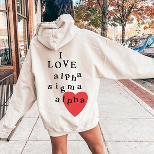 J'aime Alpha Sigma Alpha Sorority Sweatshirt | Sweat à capuche tendance Alpha Sigma Alpha Sorority personnalisé | Vêtements de vie grecs | Cadeau de sororité personnalisé