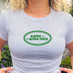 Kappa Alpha Theta Rover-Inspired Crop Top | Theta Sorority Baby Tee | Gamma Phi Y2K Vintage Inspired 2000s Sorority T-Shirt Crop Top