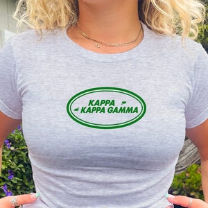 Kappa Kappa Gamma Rover-Inspired Crop Top | Kappa Sorority Baby Tee | Y2K Vintage Inspired 2000s Sorority T-Shirt Crop Top | Big Gift