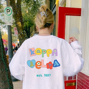 Kappa Delta Fun Doodle Scrapbook Crewneck | Kay Dee Trendy College Greek Custom Sweatshirt | Big Little Sorority Gift