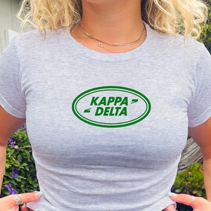 Kappa Delta Rover-Inspired Crop Top | Kay Dee Sorority Baby Tee | Y2K Vintage Inspired 2000s Sorority T-Shirt Crop Top | Bid Day Recruitment