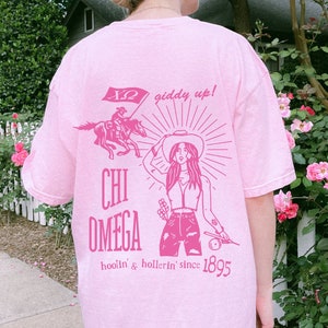 Chi Omega Country inspiriert Sorority Shirt | ChiO Trendy Giddy Up TShirt | Großes kleines Geschenk | Bid Day Recruitment Geschenk