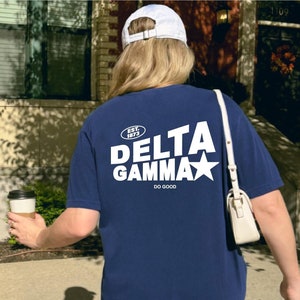 Delta Gamma Trendy Star Sorority T-Shirt | Dee Gee Cute Shirt | Big Little Gift | Recruitment Gift