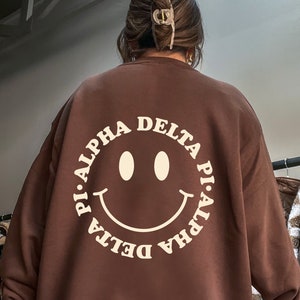Alpha Delta Pi Smile Sorority Crewneck Sweatshirt | ADPi Trendy Sorority Crewneck | Greek Life Gift | Big Little Gift