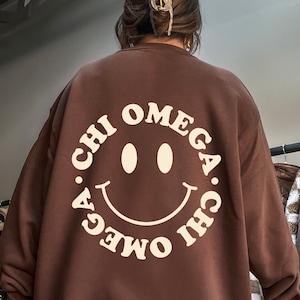 Chi Omega Smile Sorority Crewneck Sweatshirt | ChiO Trendy Sorority Crewneck | Greek Life Gift | Big Little Gift
