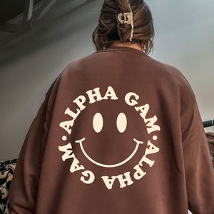 Alpha Gamma Delta Smile Sorority Crewneck Sweatshirt | Alpha Gam Trendy Sorority Crewneck | Greek Life Gift | Big Little Gift
